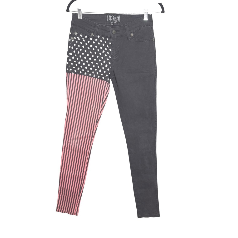 Tripp NYC RARE Stars Stripes American Flag Skinny Jeans sz 27 Cotton Stretch